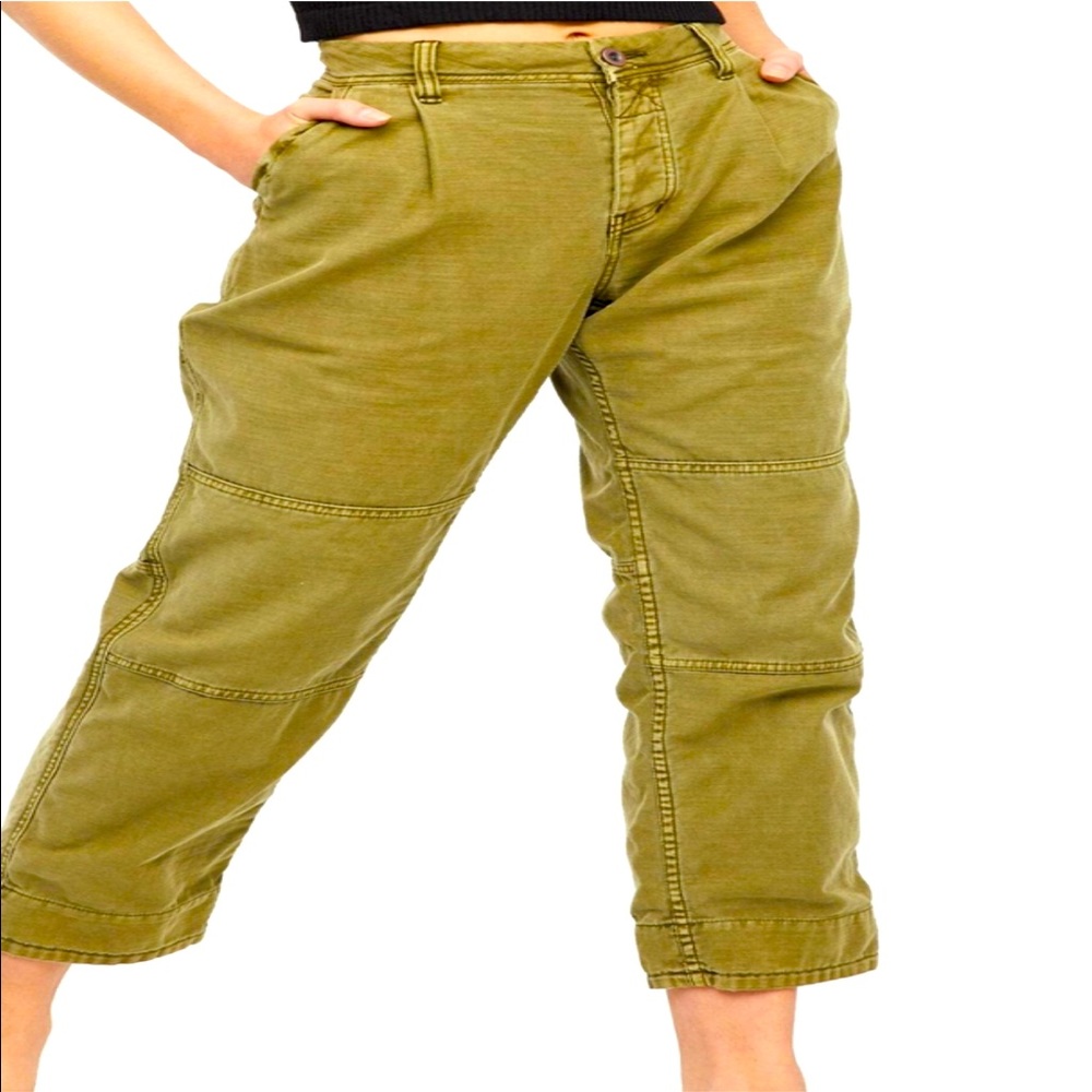 Free People Utility Boyfriend Cropped Pant Green